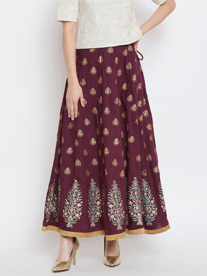 Flower buti block printed skirt.