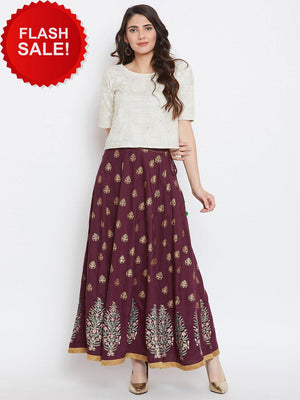 Flower buti block printed skirt.