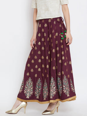 Flower buti block printed skirt.