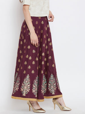 Flower buti block printed skirt.