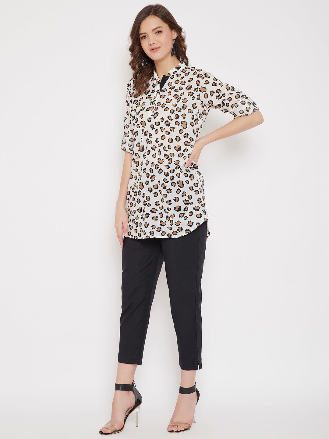 Cotton Printed Tunic & Black Trouser Set( Sku- 21SP03).