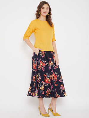 Top & Printed Skirt Set (Sku-21SP16).