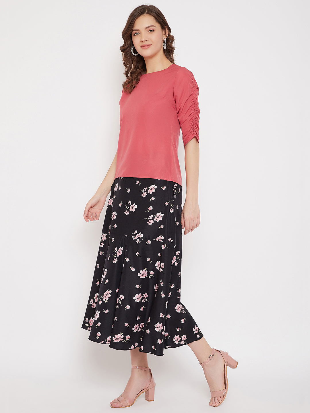 Top & Printed Skirt Set (Sku- BLMD21SP17).