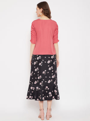 Top & Printed Skirt Set (Sku- BLMD21SP17).