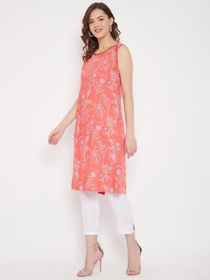 Printed Tunic & White Trouser Set (Sku- BLMD21SP26).