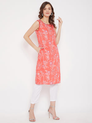 Printed Tunic & White Trouser Set (Sku- BLMD21SP26).