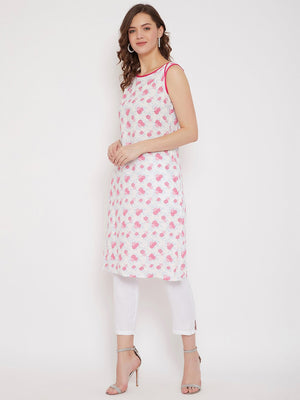 Floral Printed Tunic & White Trouser Set (Sku- BLMD21SP27).