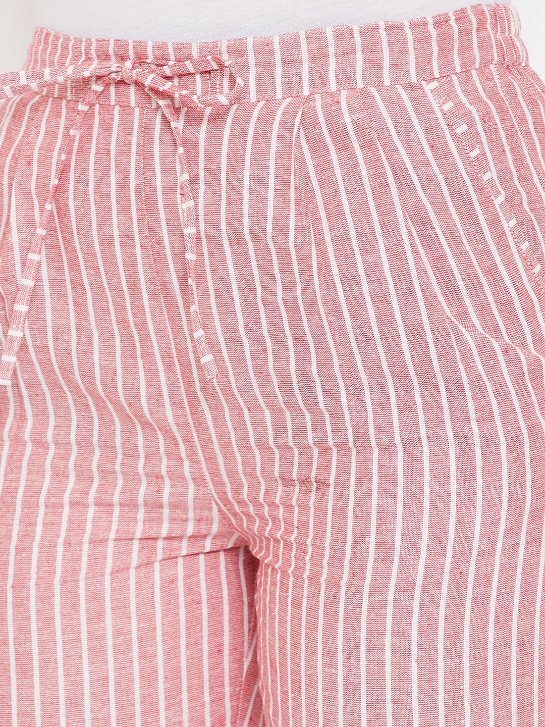 Red Cotton Striped Trouser (Sku- BLMD21SP28).