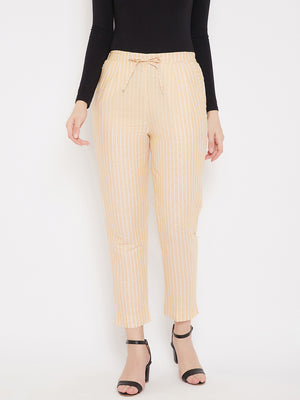 Mustard Cotton Striped Trouser (Sku- BLMD21SP31).