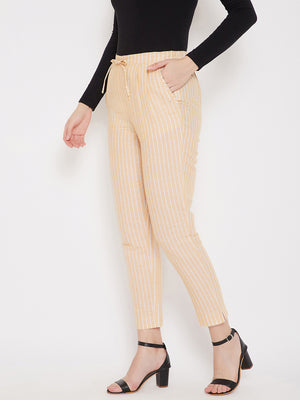 Mustard Cotton Striped Trouser (Sku- BLMD21SP31).
