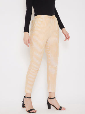 Mustard Cotton Striped Trouser (Sku- BLMD21SP31).