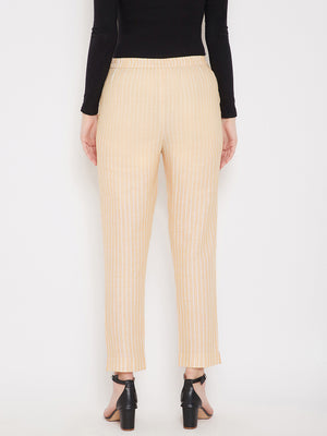 Mustard Cotton Striped Trouser (Sku- BLMD21SP31).