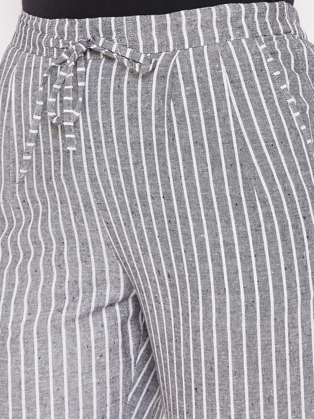 Grey Cotton Striped Regular Trouser (Sku-BLMD21SP32).