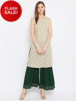 Printed Kurta With Sharara.