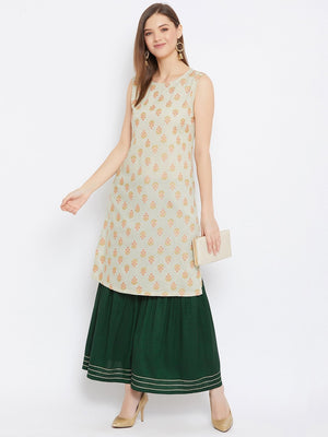 Printed Kurta With Sharara.