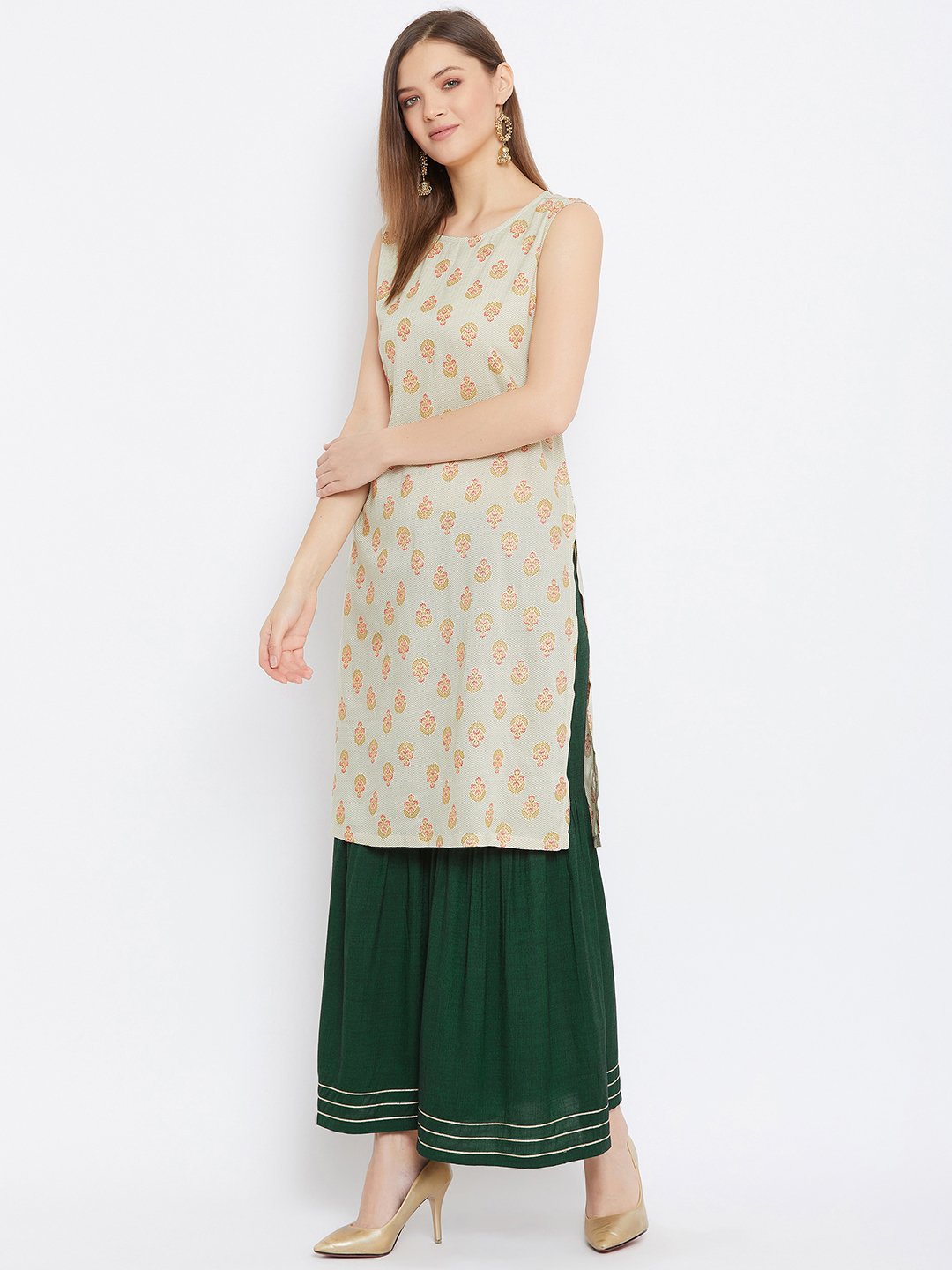 Printed Kurta With Sharara.