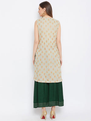 Printed Kurta With Sharara.