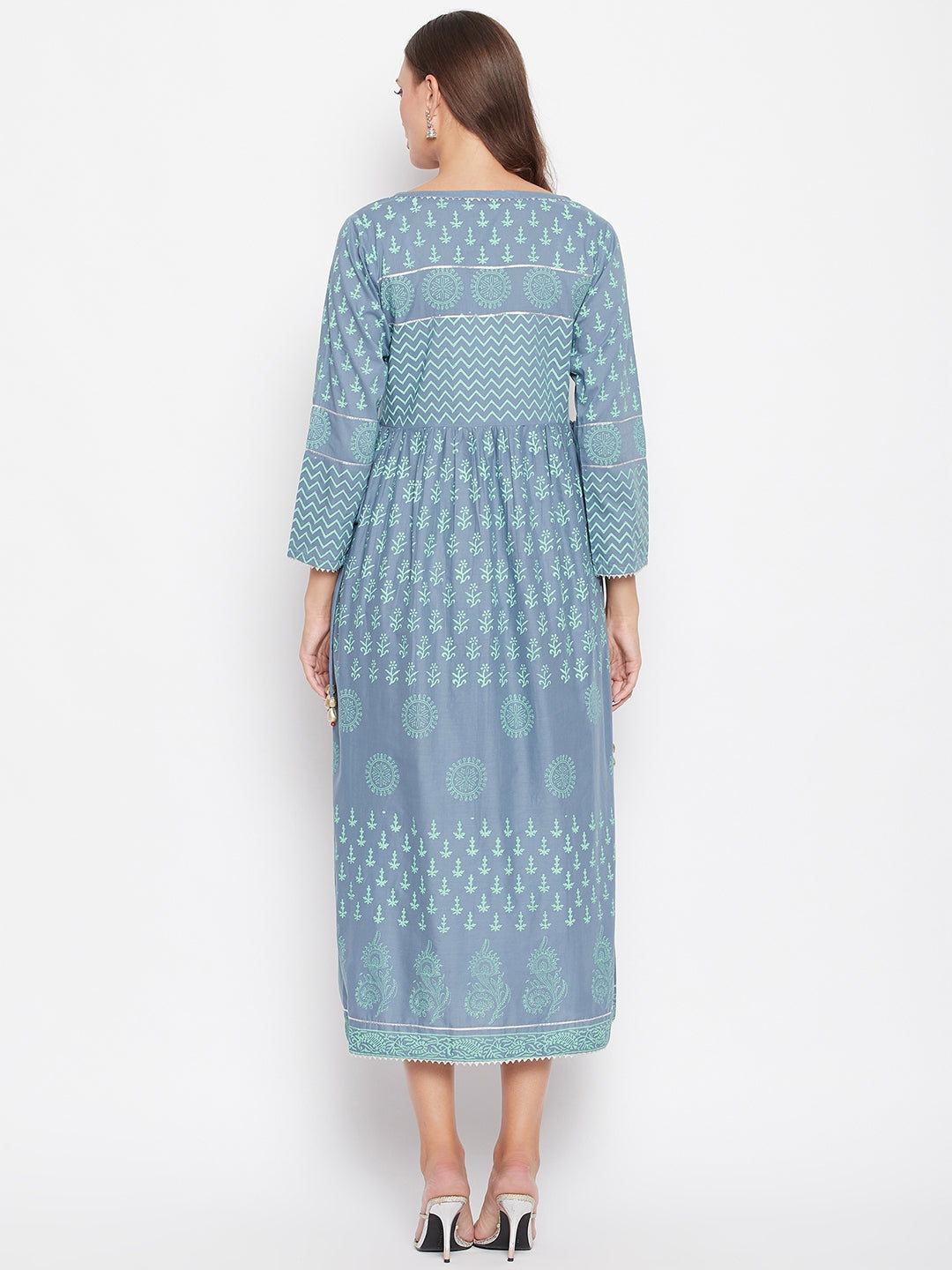 Womens Gathered BlockPrinted Kurta.