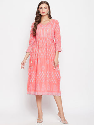 Womens Gathered BlockPrinted Kurta.