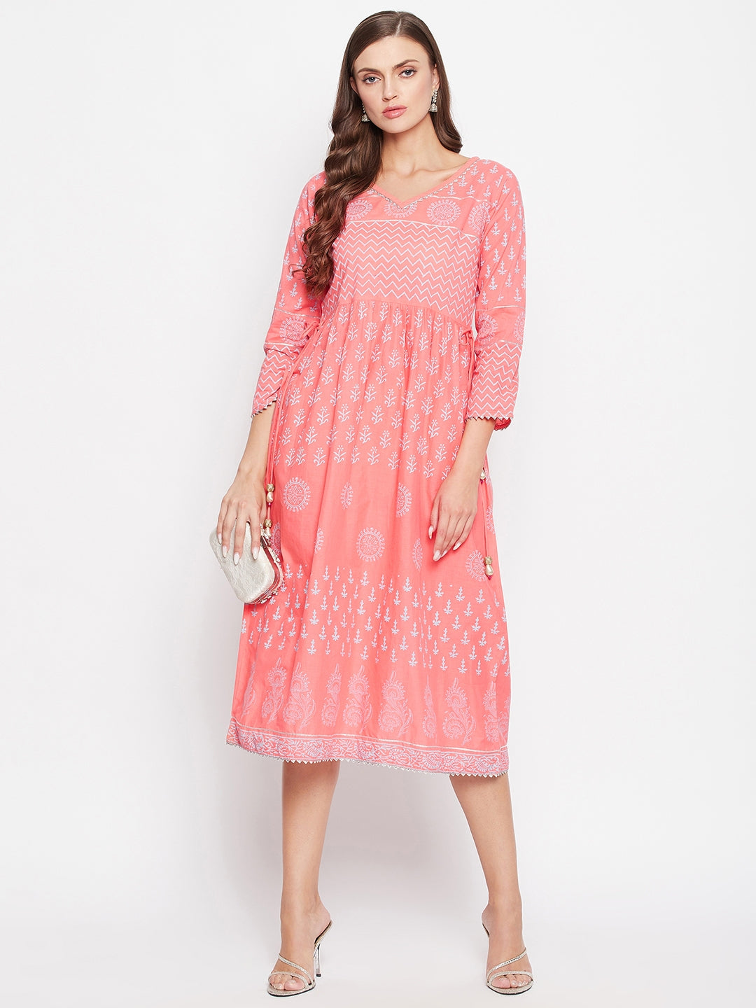 Womens Gathered BlockPrinted Kurta.