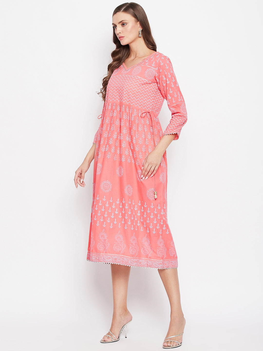 Womens Gathered BlockPrinted Kurta.