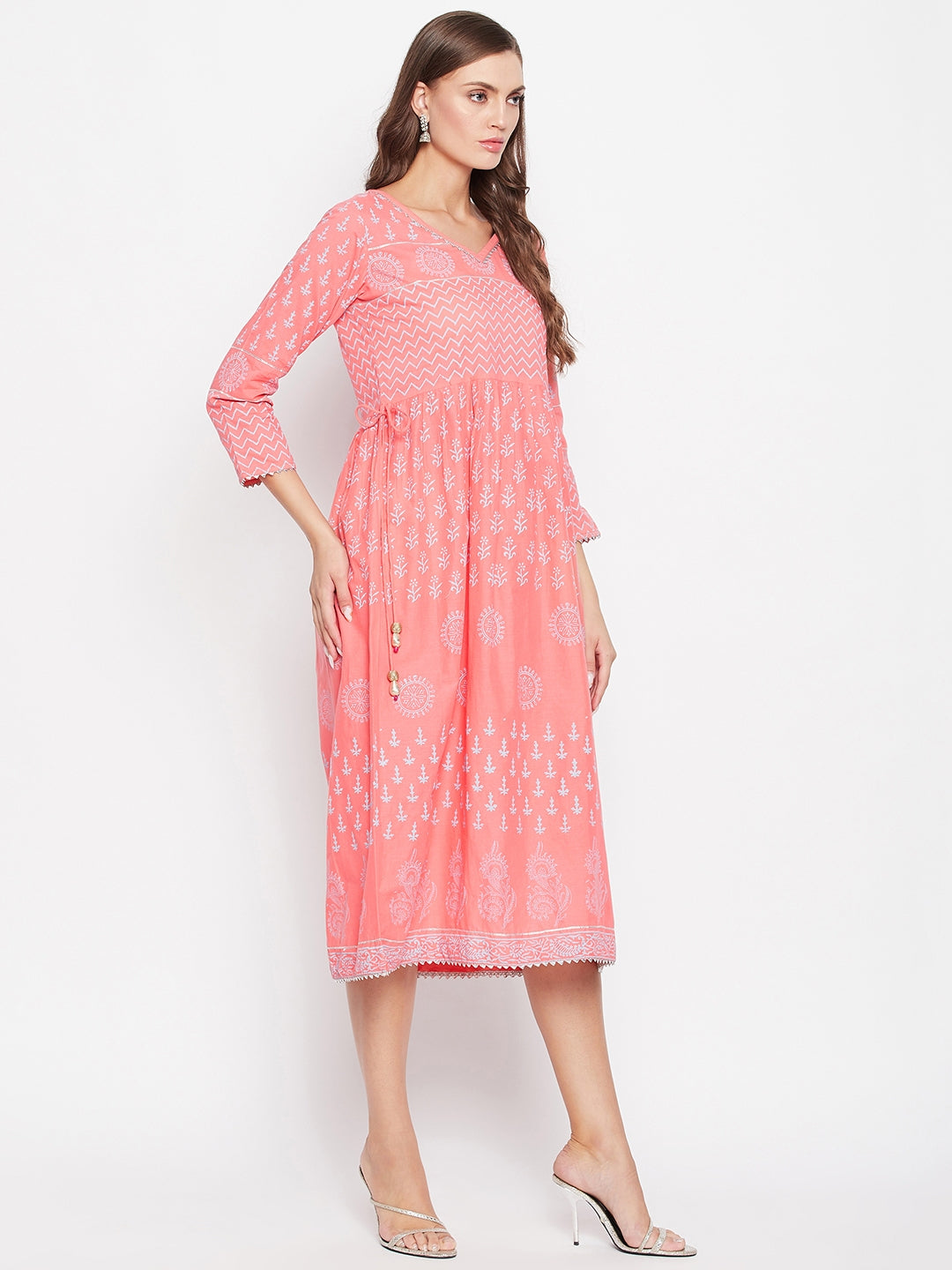 Womens Gathered BlockPrinted Kurta.