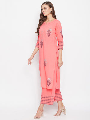 Floral Block Printed Kurta Palazzo Set.