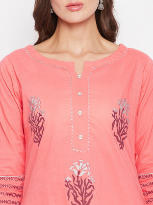 Floral Block Printed Kurta Palazzo Set.