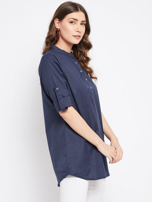 Pure Cotton Flex Navy Blue Tunic