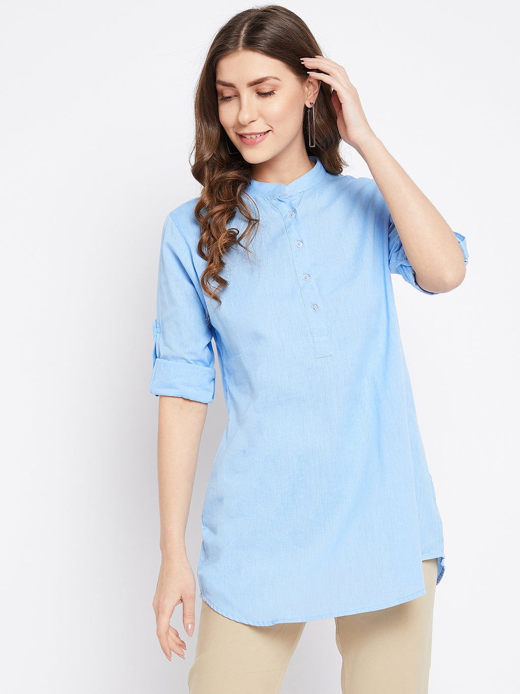 Pure Cotton Flex Powder Blue Tunic