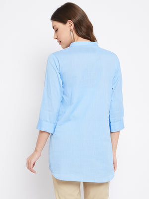 Pure Cotton Flex Powder Blue Tunic