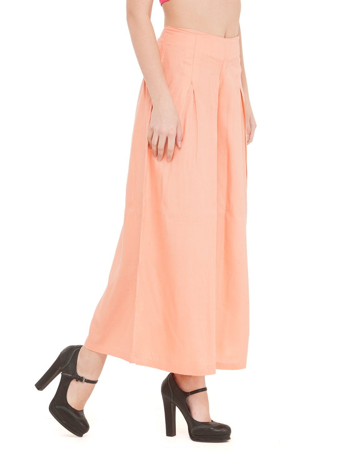 Solid Color Cotton Silk Palazzo in Peach : BNJ617