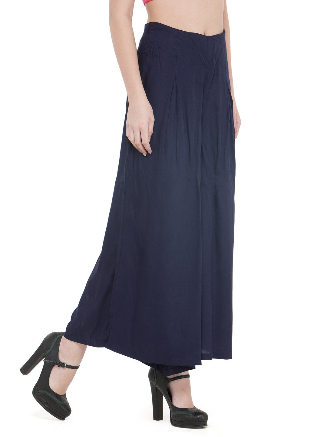 Navy Blue Rayon Palazzo.