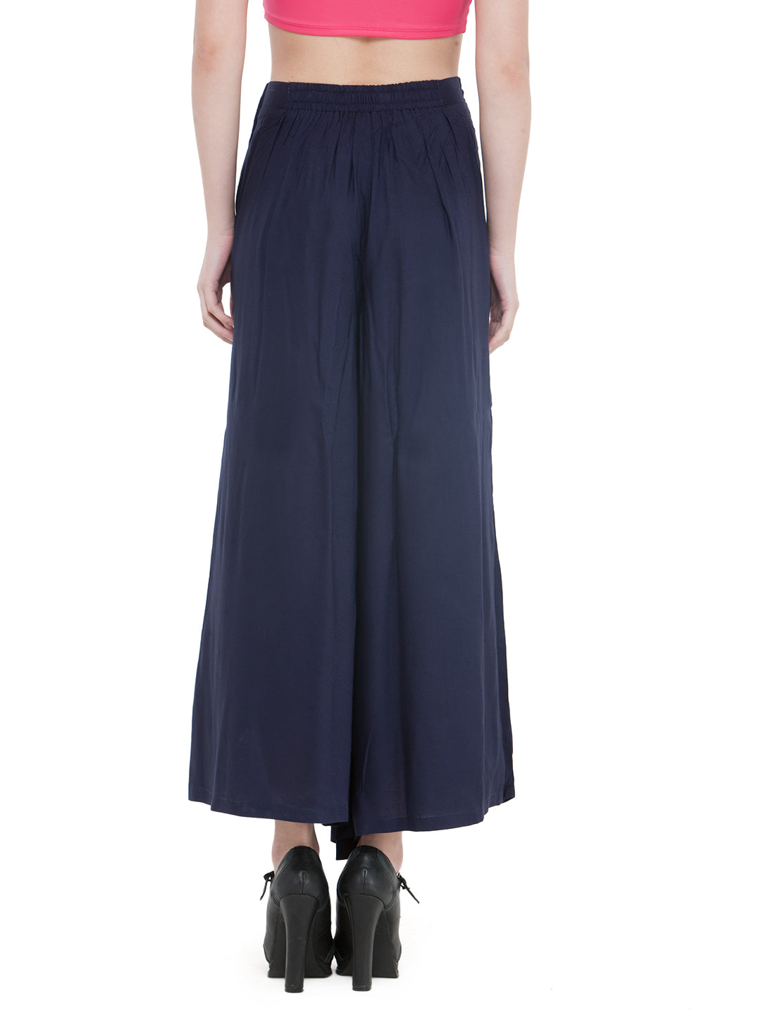 Navy Blue Rayon Palazzo.