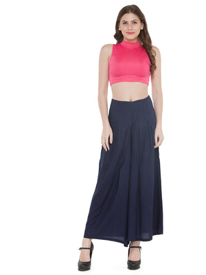 Navy Blue Rayon Palazzo.