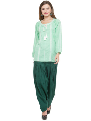 Cotton Bottle Green Patiala (Sku-PTBG1705).