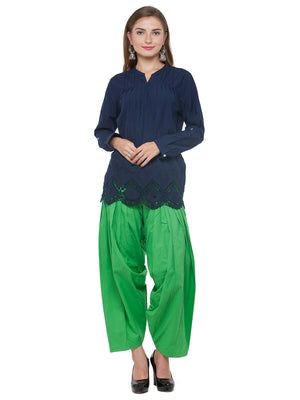 Cotton Parrot Green Patiala (Sku-PTGR1710).