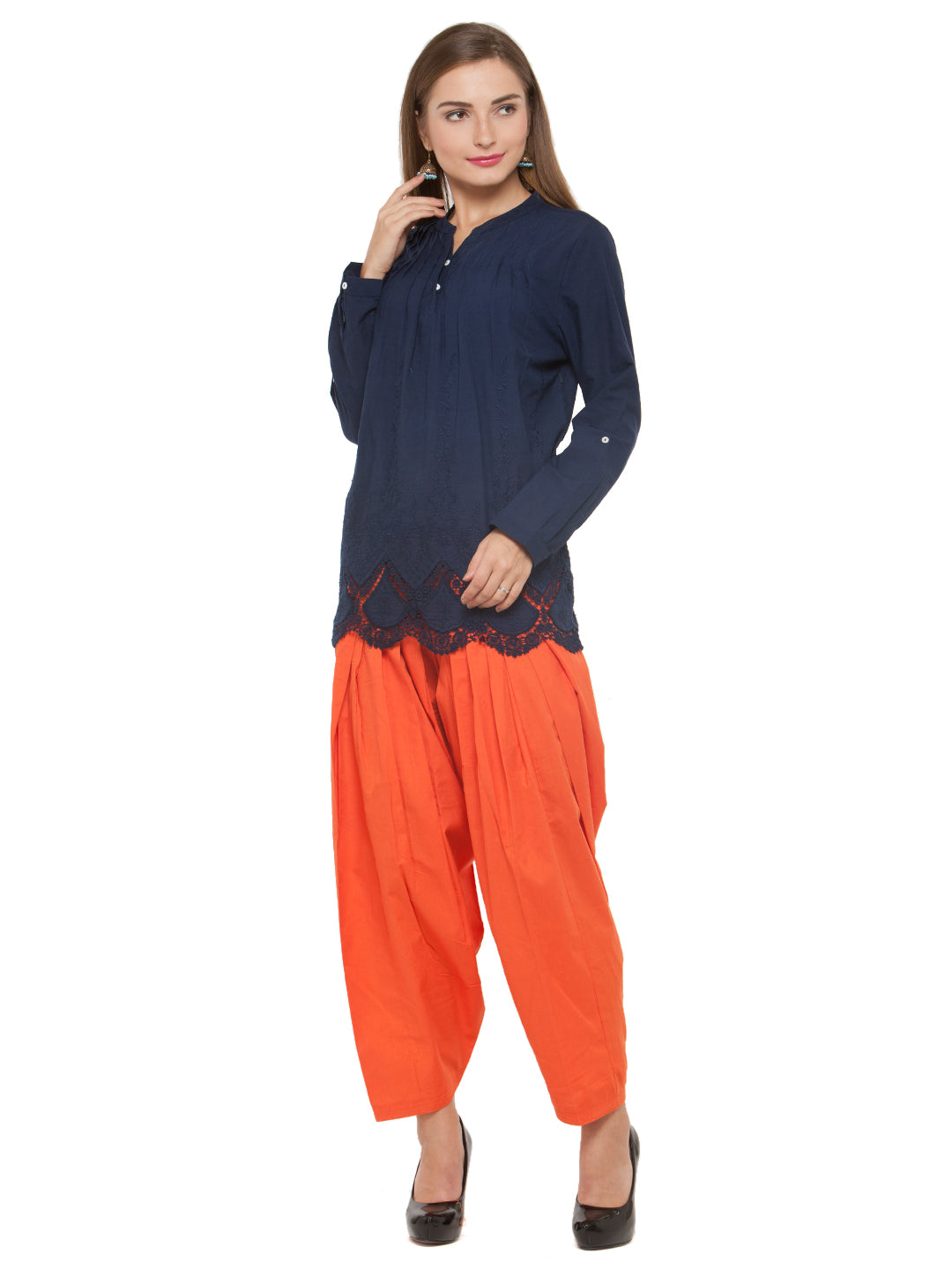 Cotton Orange Patiala (Sku-PTOR1709).