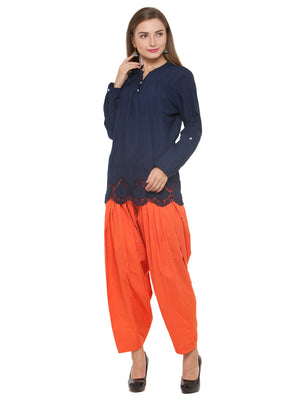 Cotton Orange Patiala (Sku-PTOR1709).