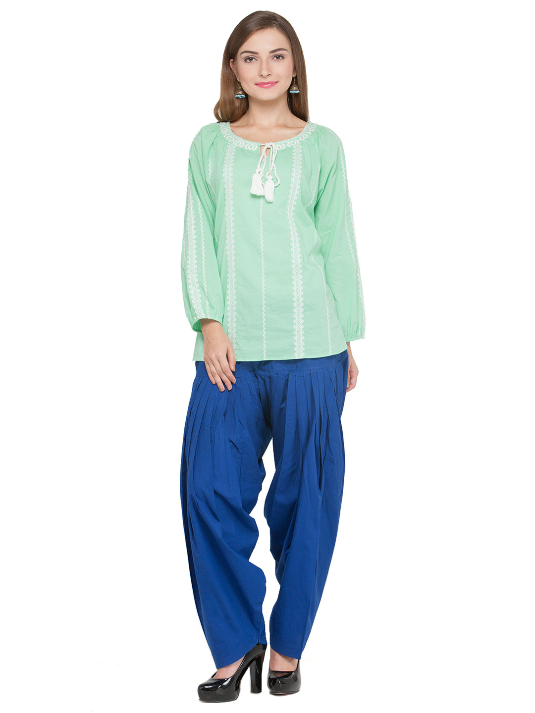 Cotton Blue Patiala (Sku-PTRB1711).