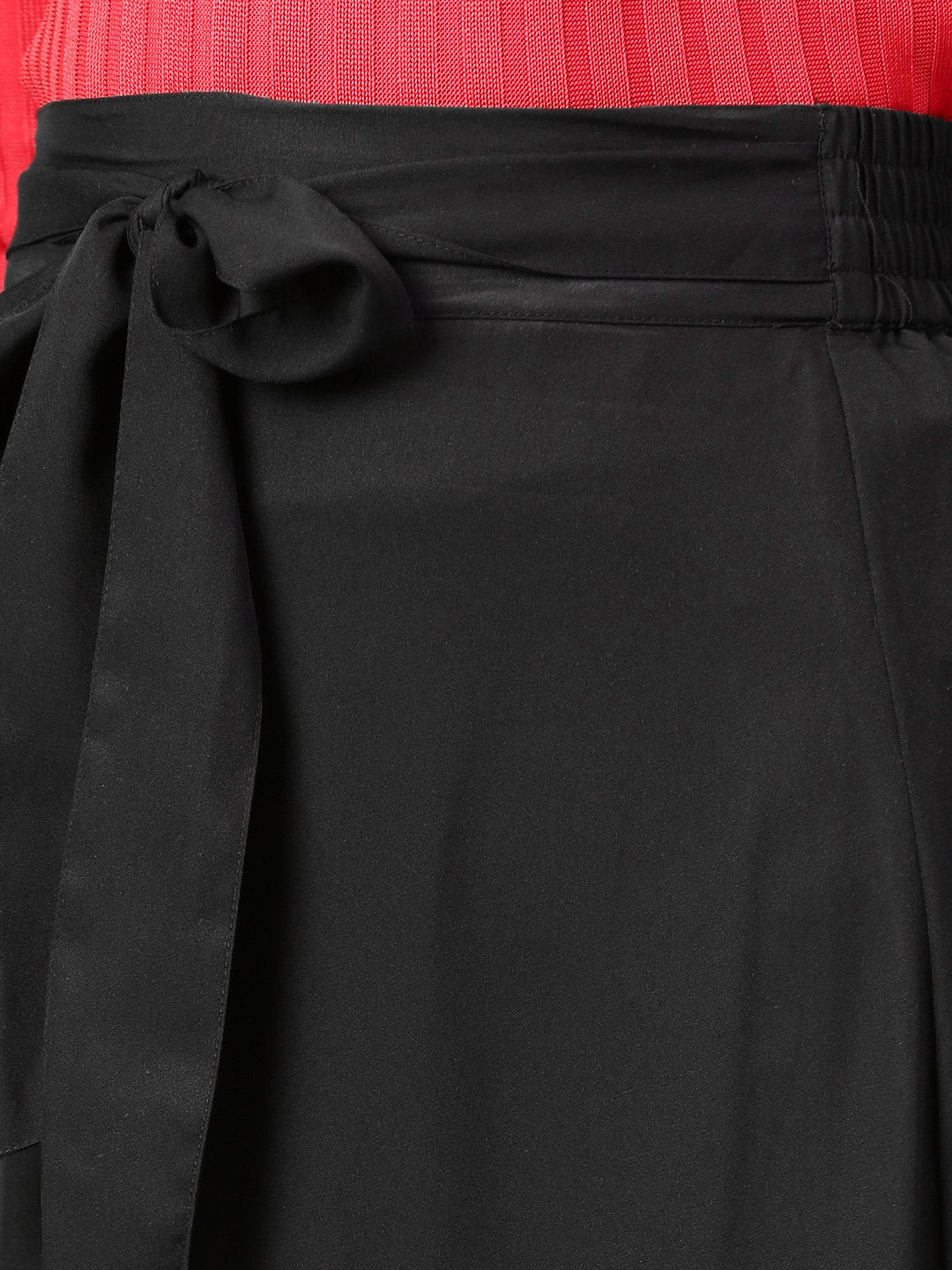 Black Crepe Long Ruffle High Low Skirt (Sku- BLMG12805).