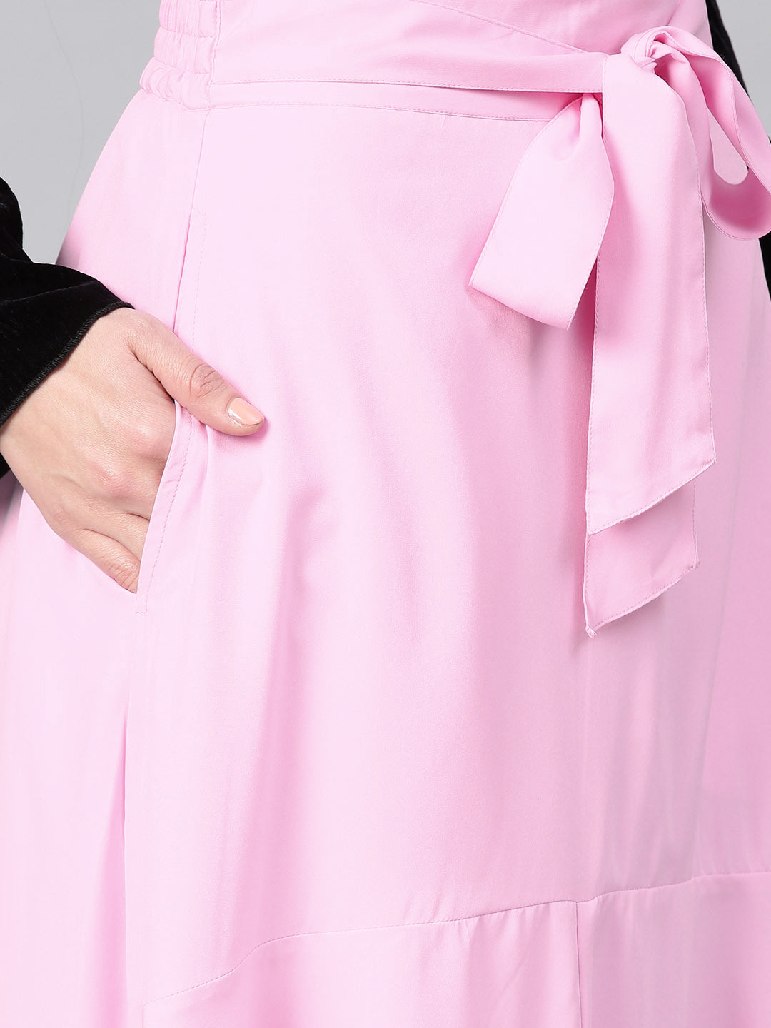 Pink A Line Front Slit Skirt (Sku- BLMG12811).