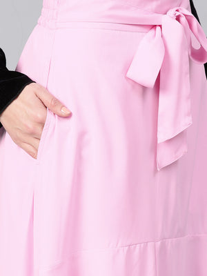 Pink A Line Front Slit Skirt (Sku- BLMG12811).