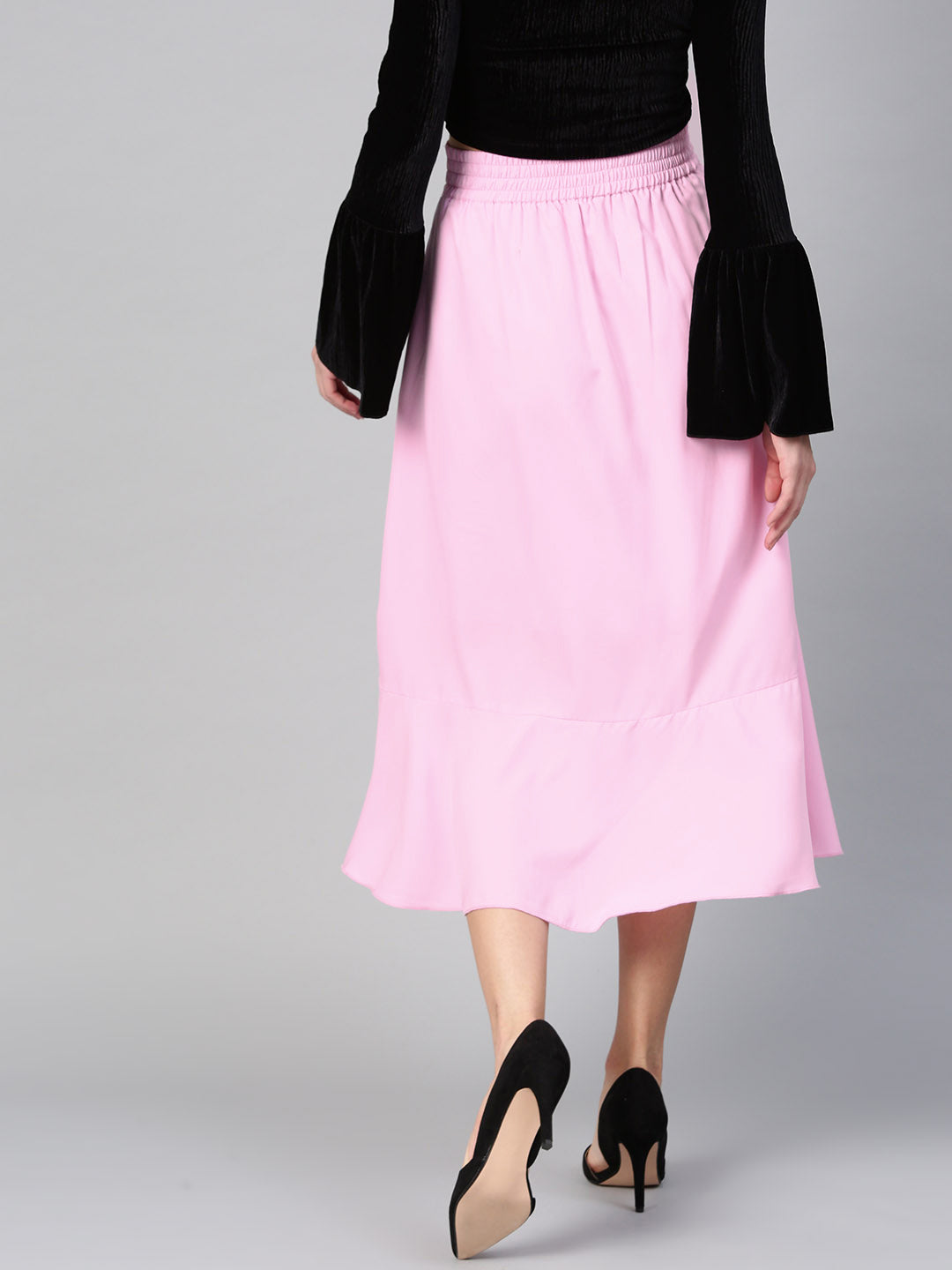 Pink A Line Front Slit Skirt (Sku- BLMG12811).