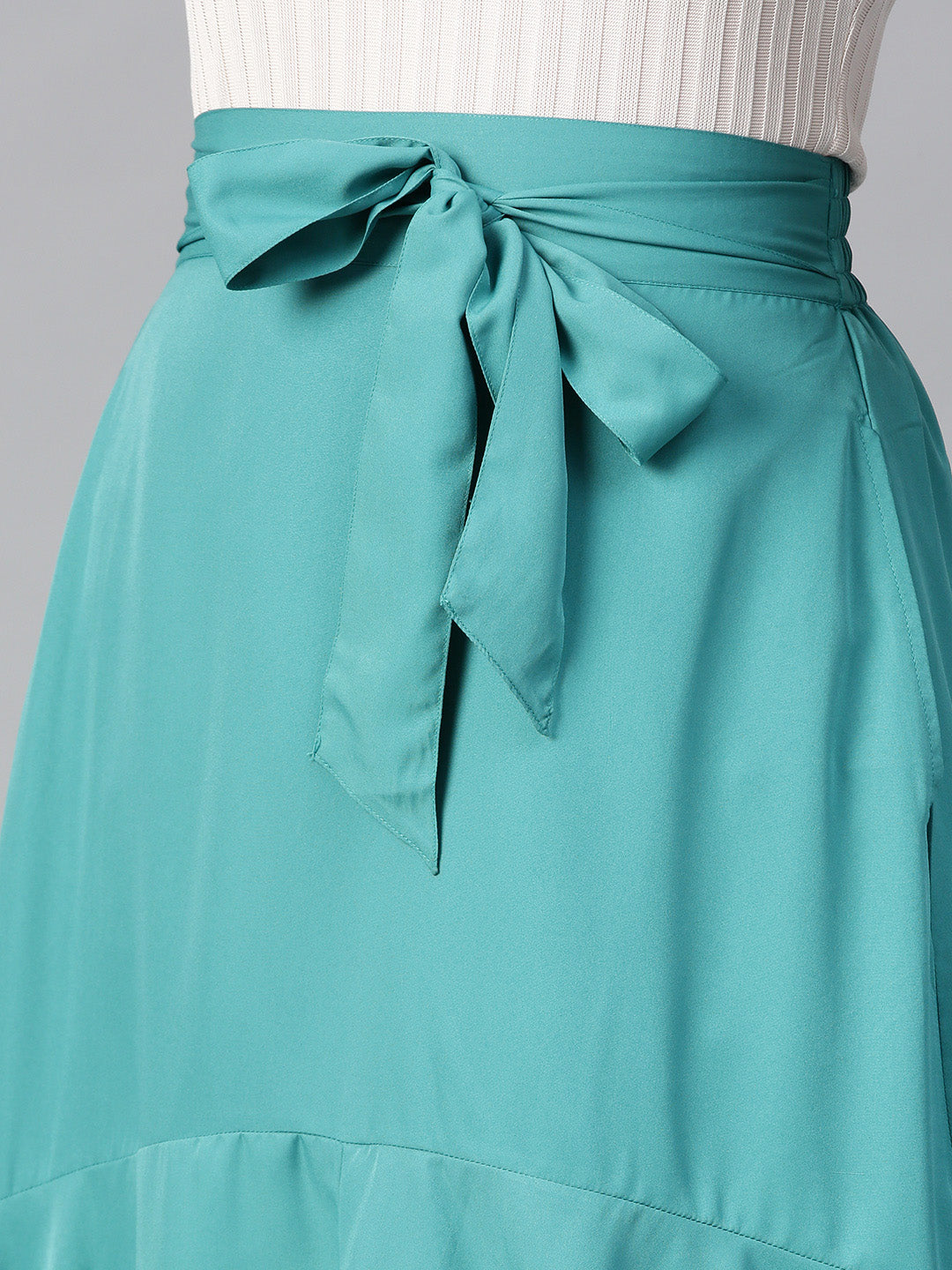 Teal Green A Line With Front Slit Skirt (Sku- BLMG12813).