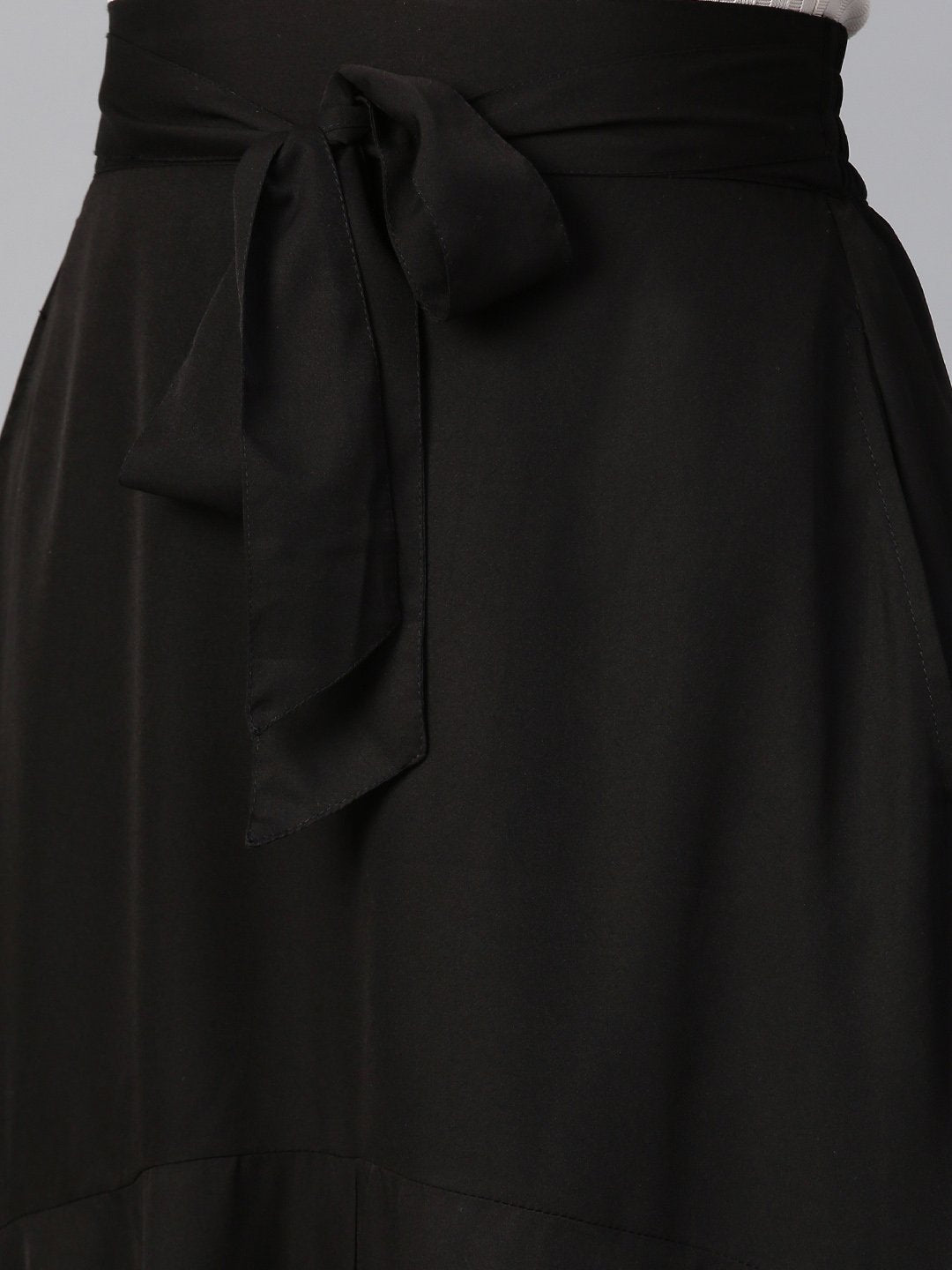 Black Crepe A Line With Front Slit Skirt (Sku- BLMG12815).