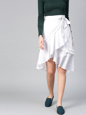 White Short Overlap Tulip Skirt.