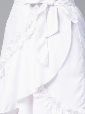 White Short Overlap Tulip Skirt.