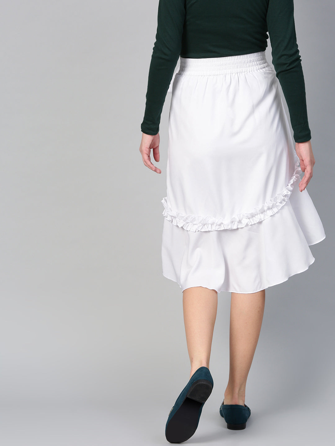 White Short Overlap Tulip Skirt.