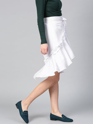 White Short Overlap Tulip Skirt.